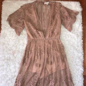 Honey Punch Lace Nude Maxi Dress